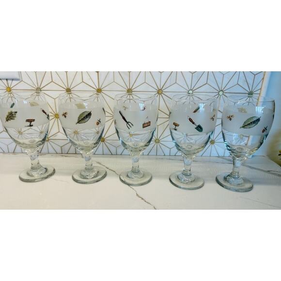 Vintage Pfaltzgraff Naturewood Iced Tea Goblets | Set of 5 | Garden‎ Motif - Picture 6 of 6